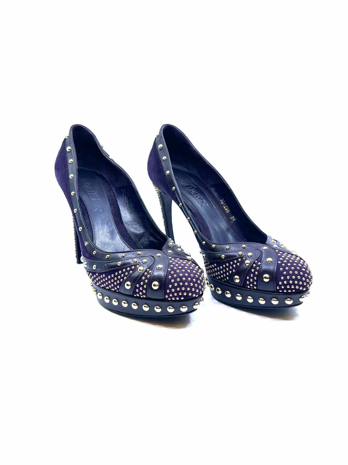 ALEXANDER MCQUEEN Size 9 Purple Suede, Leather Studs Pumps