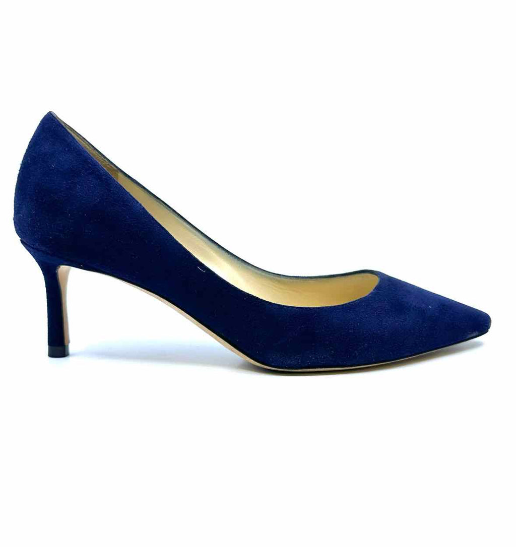 JIMMY CHOO Size 4 Blue Suede Pumps