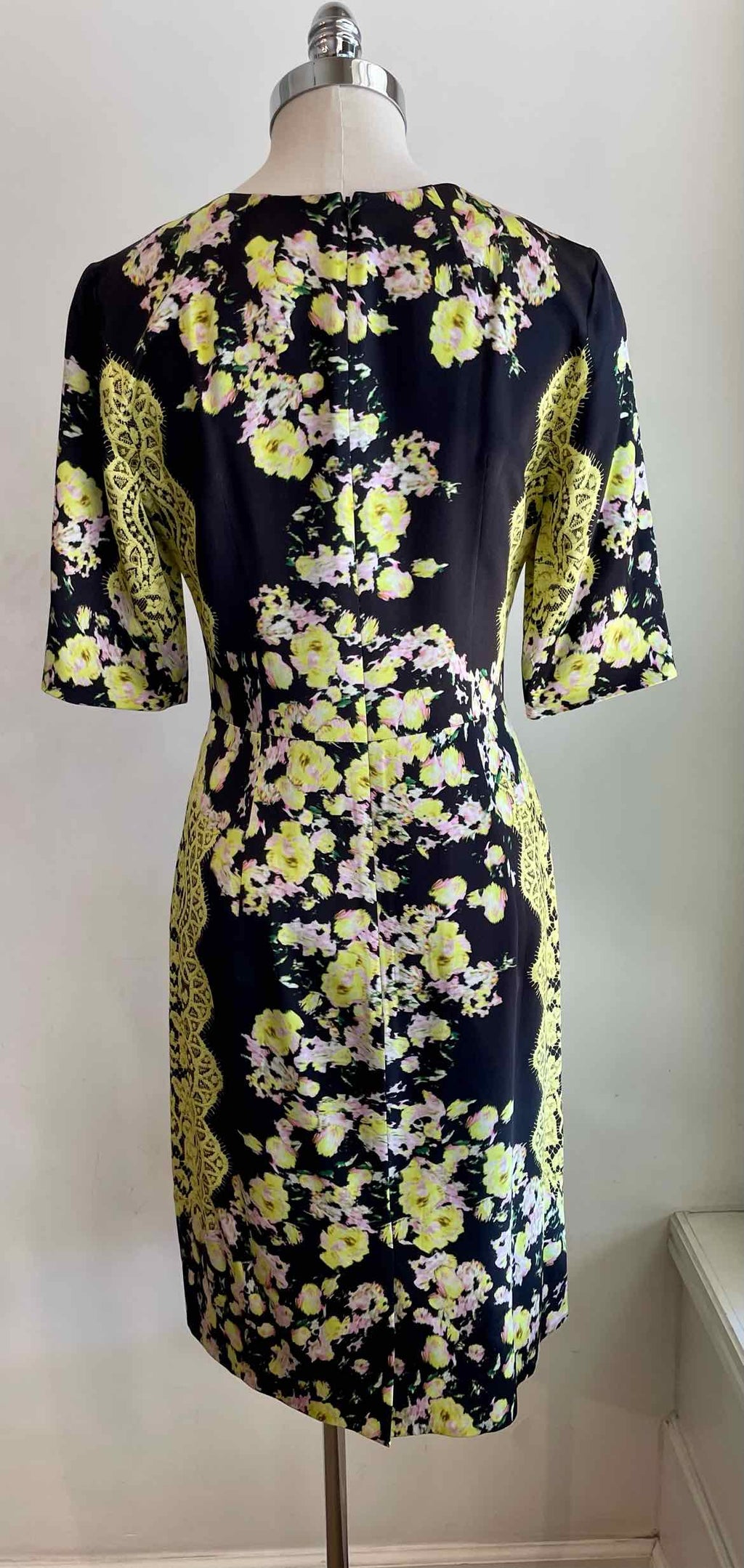 ERDEM Size 8 Black & Yellow Dress