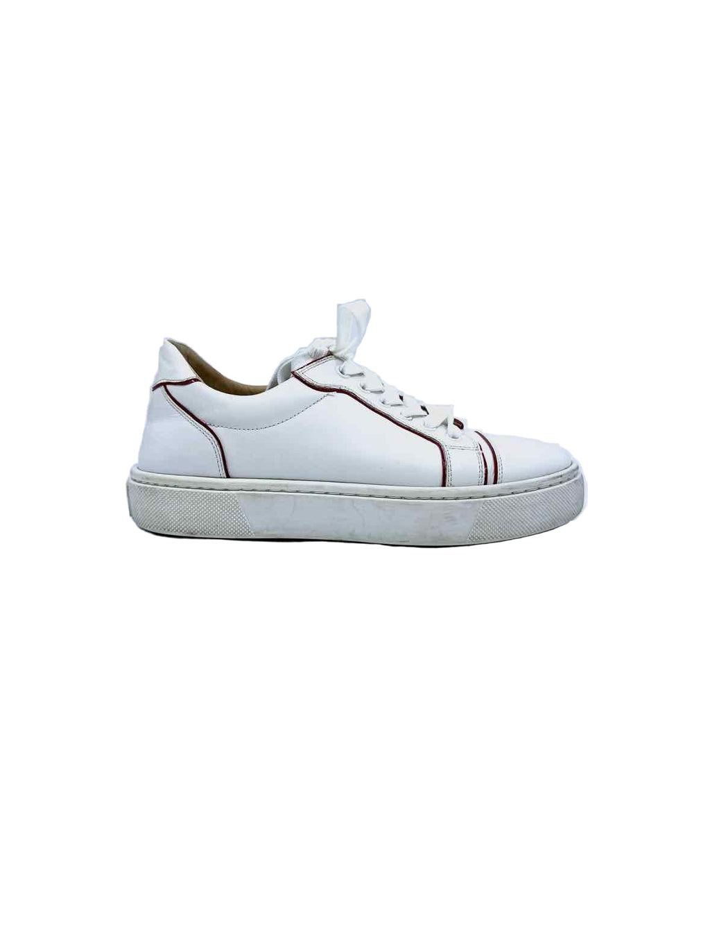CHRISTIAN LOUBOUTIN White Leather Sneakers, Size 7