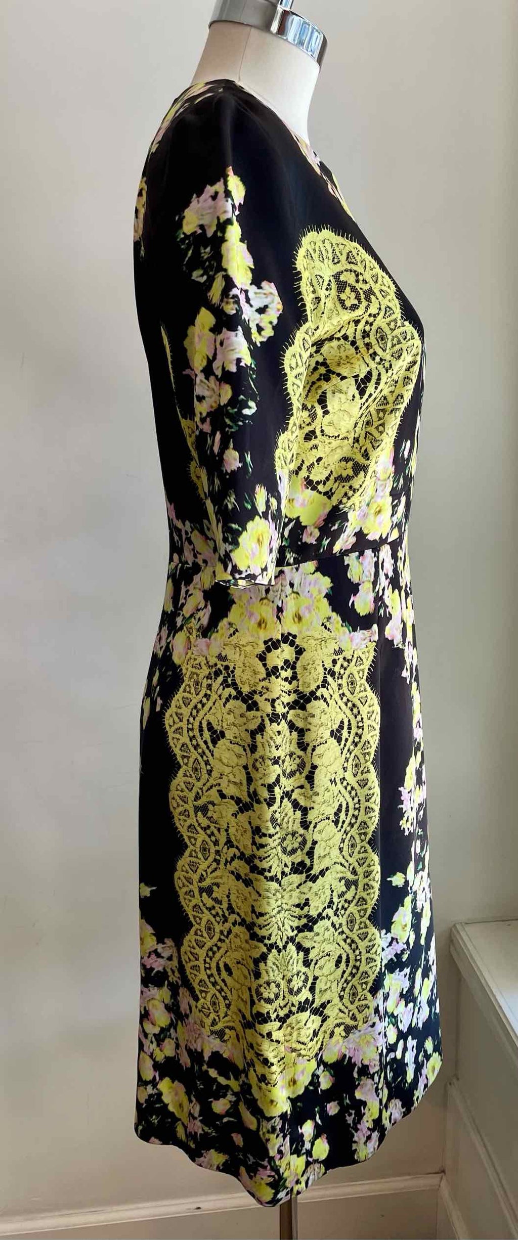 ERDEM Size 8 Black & Yellow Dress