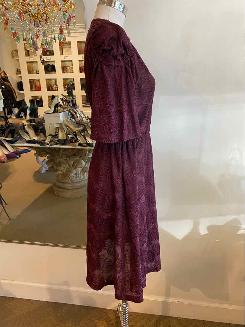 MISSONI Size 6 Wine Knit Shimmery Dress