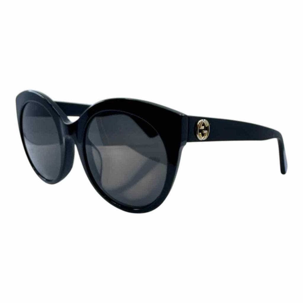 GUCCI Black Round Solid Sunglasses
