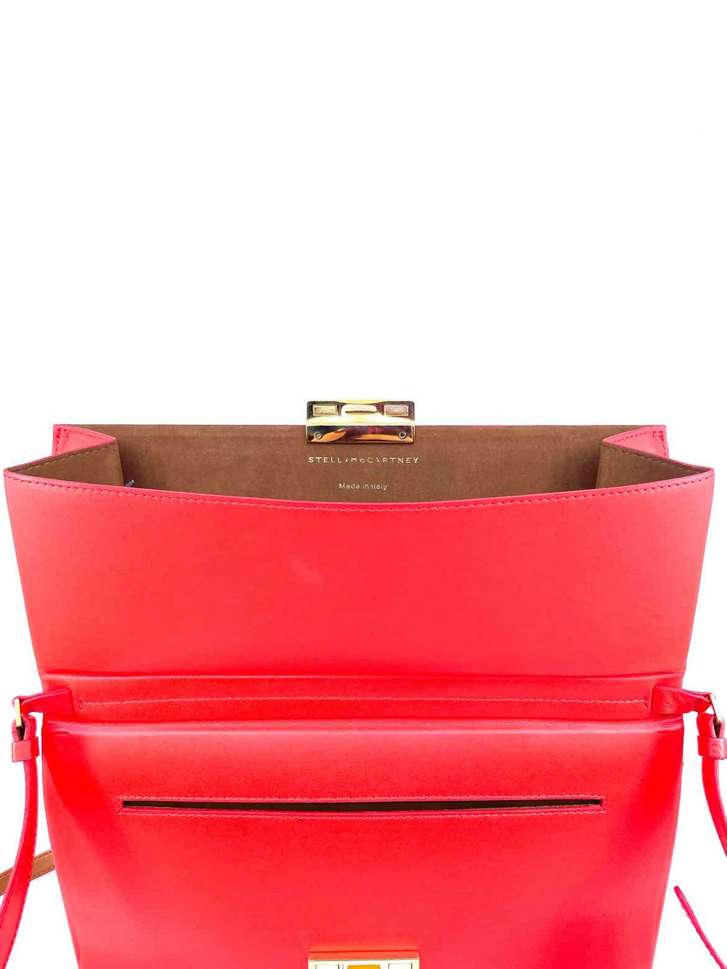 STELLA MCCARTNEY Neon Orange Vegan Leather Solid Handbag