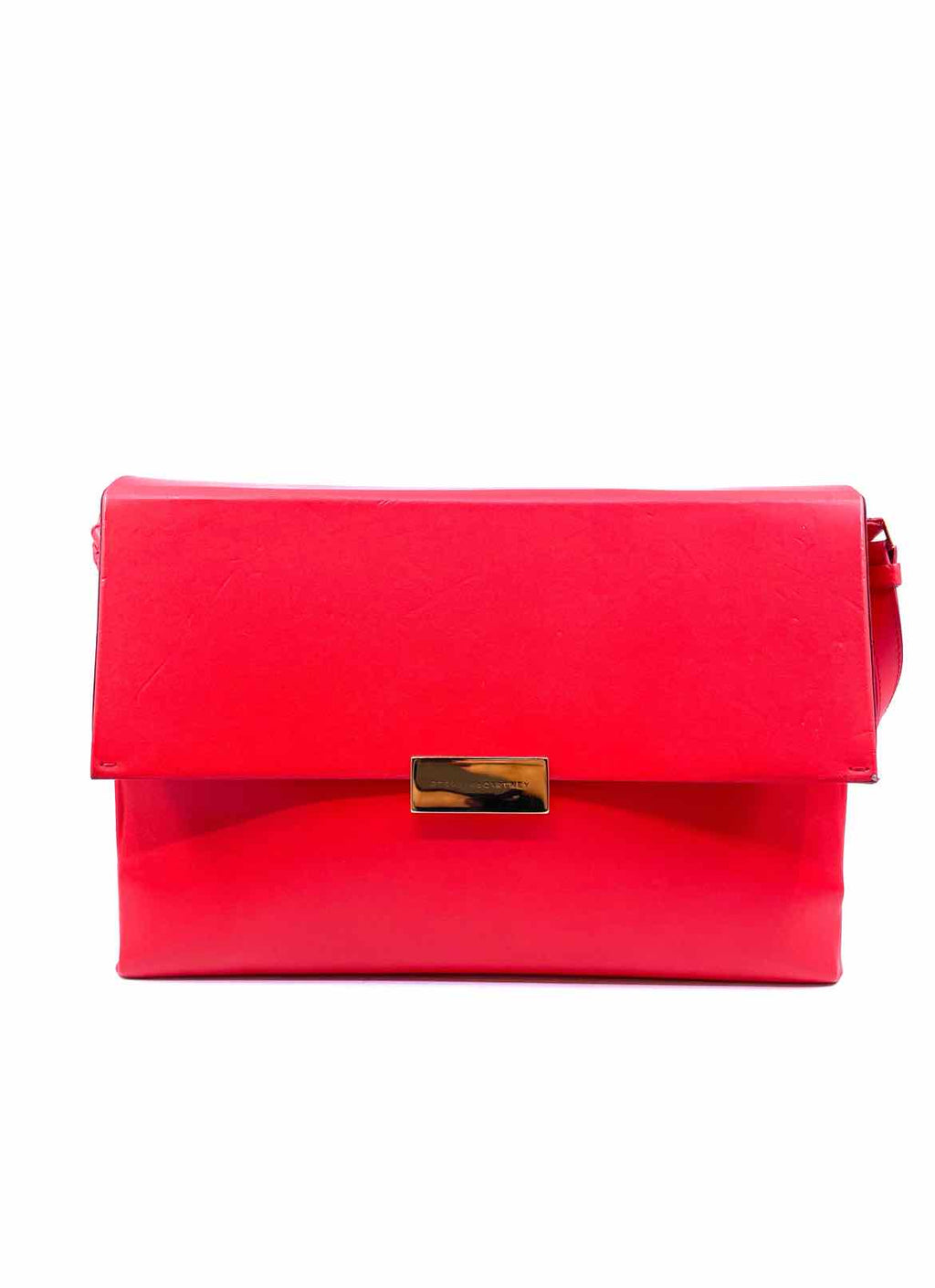 STELLA MCCARTNEY Neon Orange Vegan Leather Solid Handbag