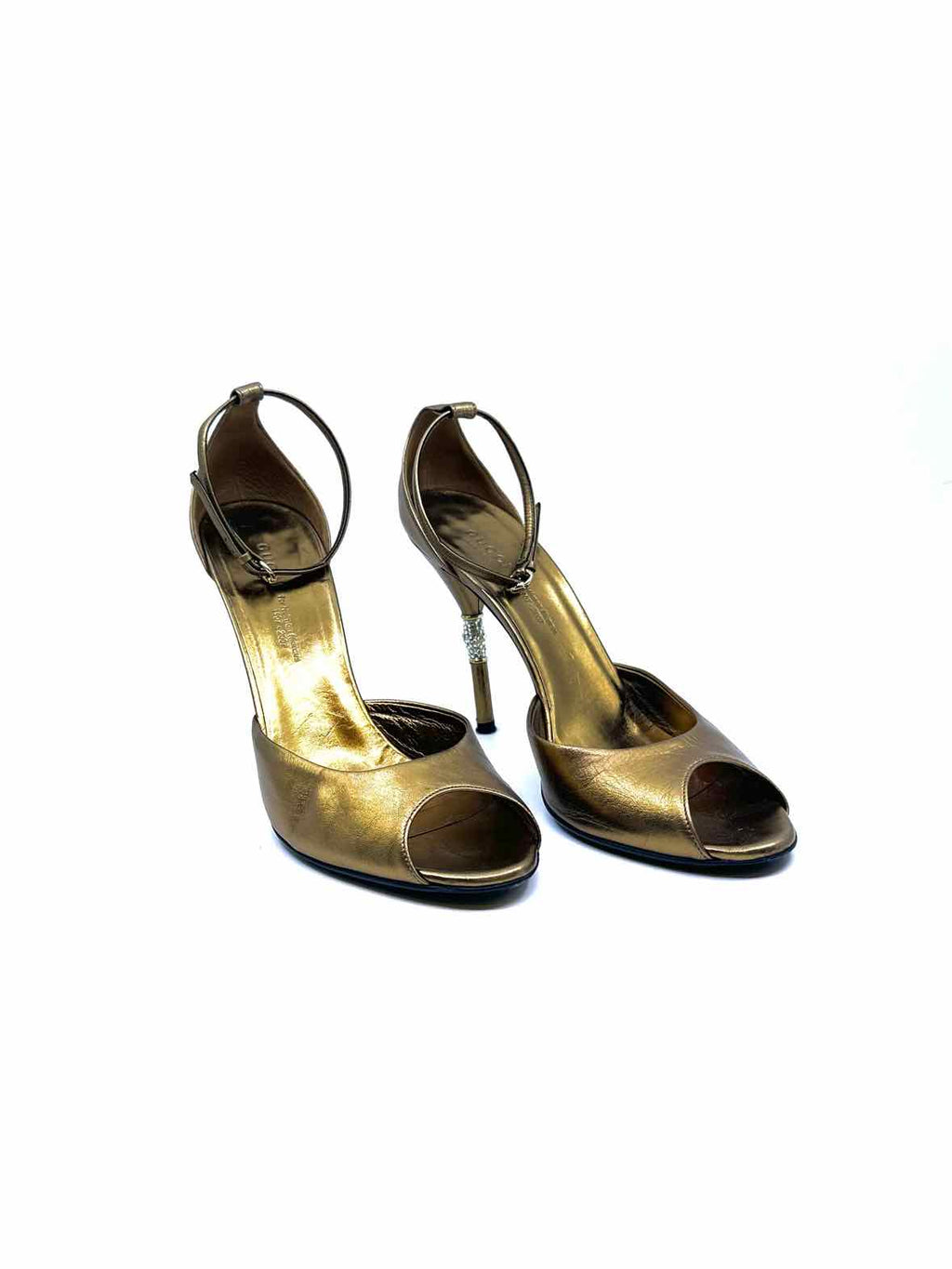 GUCCI Size 9.5 Gold Leather Sandals