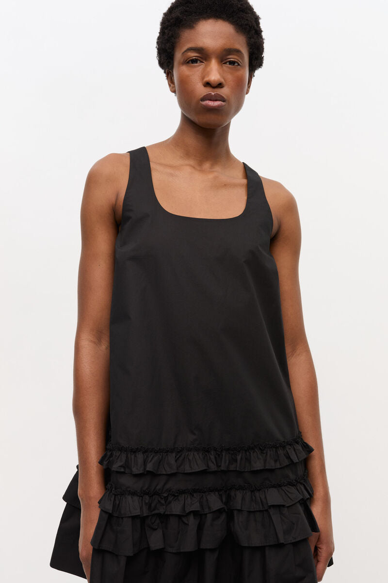 Ganni Cotton Poplin U-neck Mini Dress