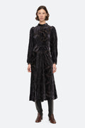 SEA NEW YORK.REGINE BURNOUT L/SLV MIDI DRESS )