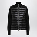 Black padded wool zip cardigan