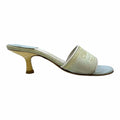 CHANEL Size 6.5 Baby Blue Canvas Monogram Sandals