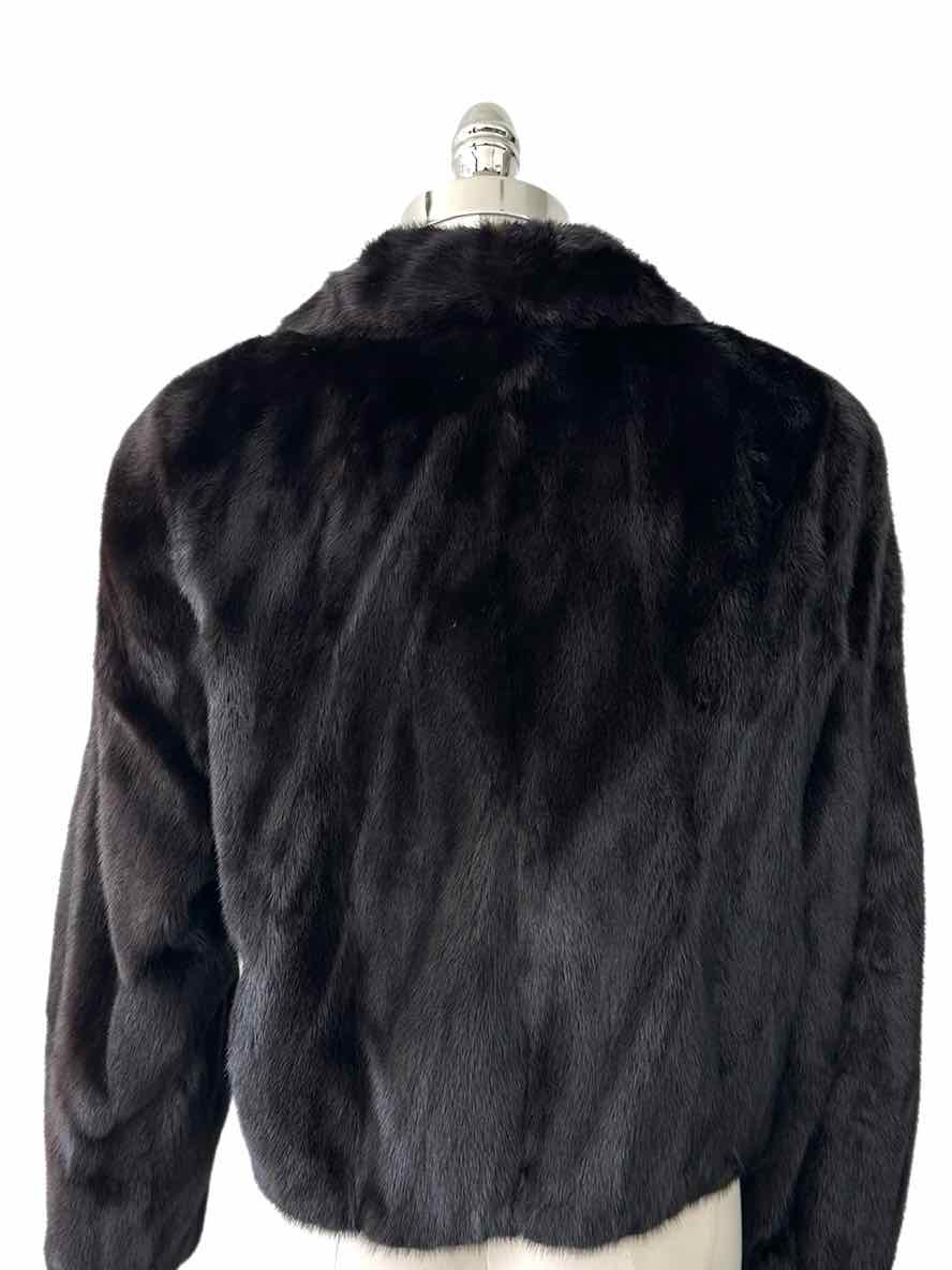 OSCAR DE LA RENTA Black Ranch Mink Fur Coat Size M