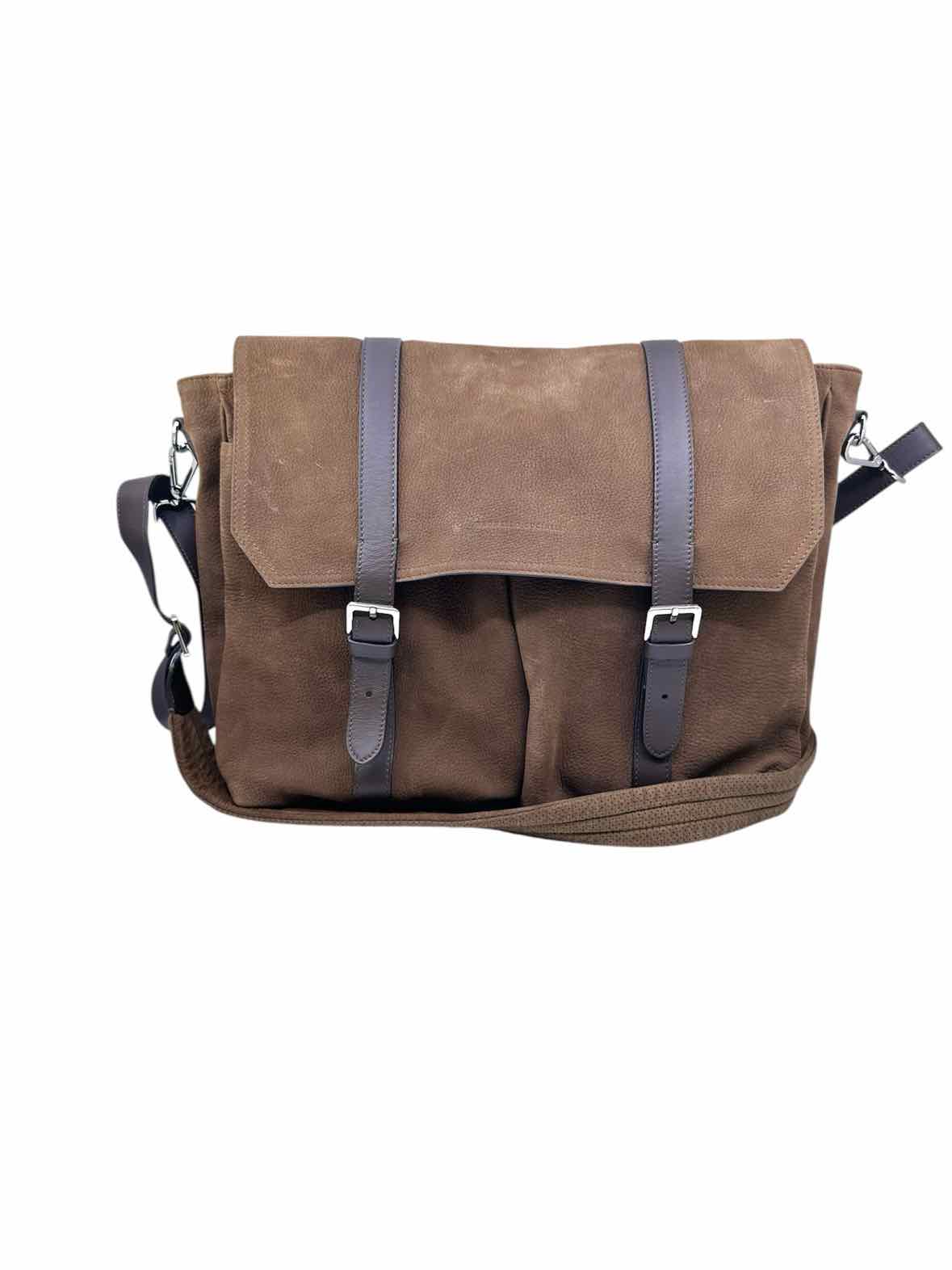 BRUNELLO CUCINELLI Brown Suede Solid Messenger Bag