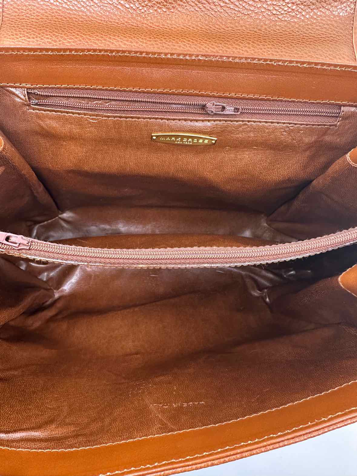 MARK CROSS Brown Leather Solid Handbag