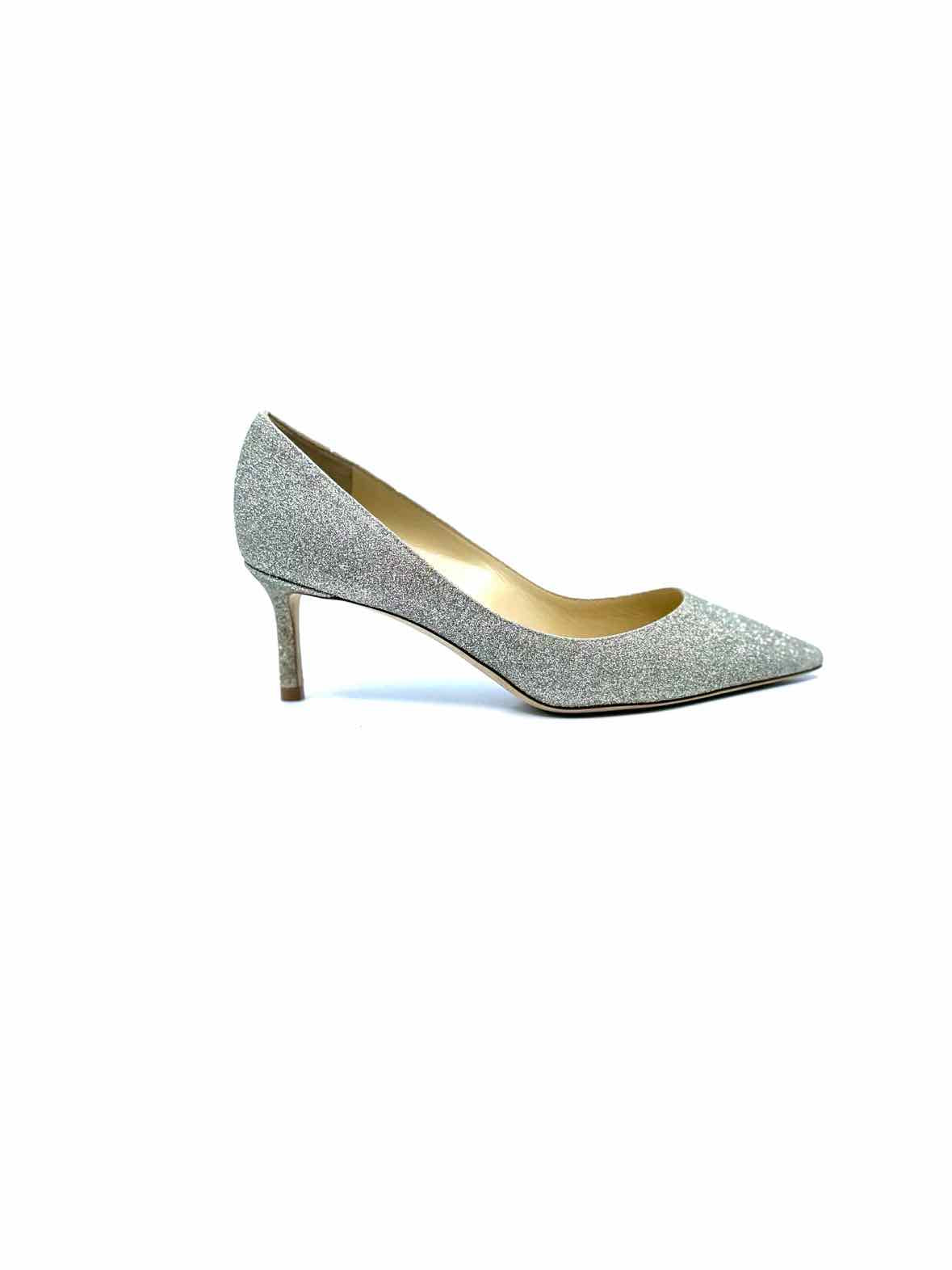 JIMMY CHOO Size 5 Silver Glitter Pumps