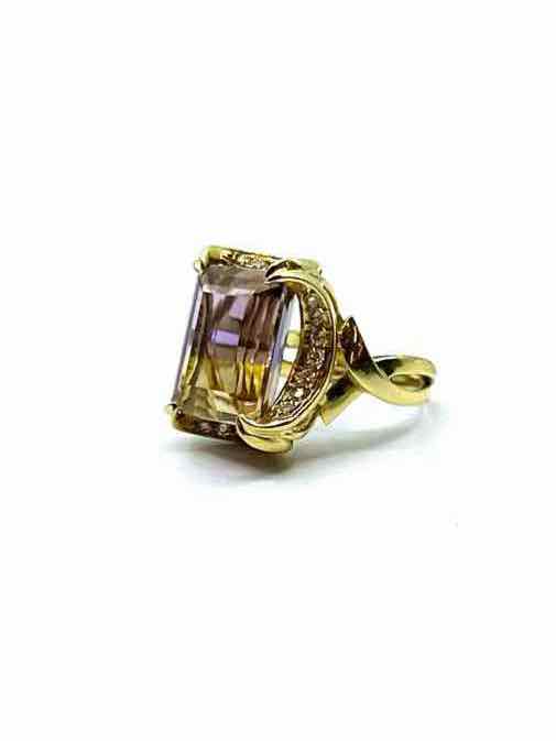 14K Ametrine Diamond Ring