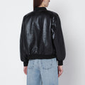 Black regenerated-leather bomber