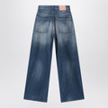 Blue jeans with a faded effect and splashes