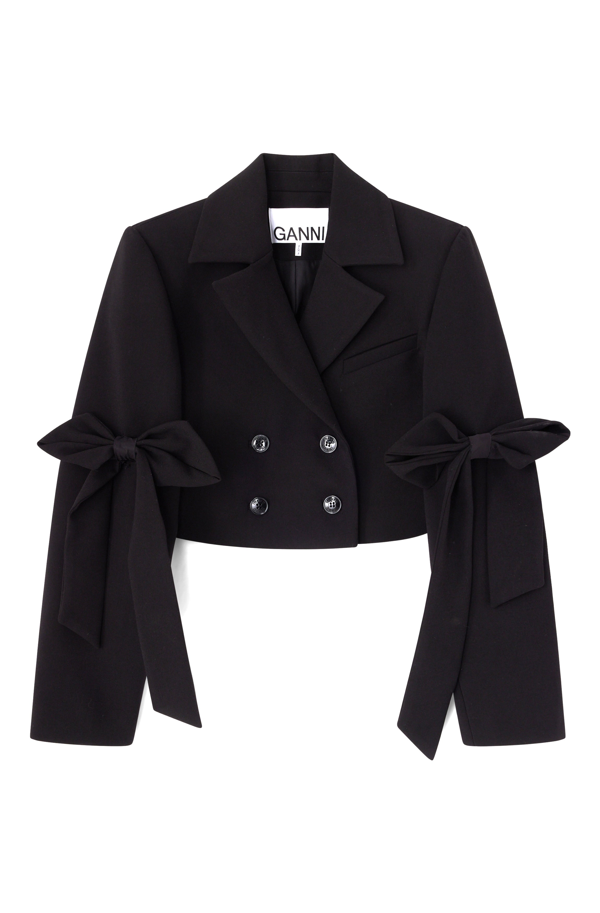 Ganni Bonded Crepe Cropped Blazer