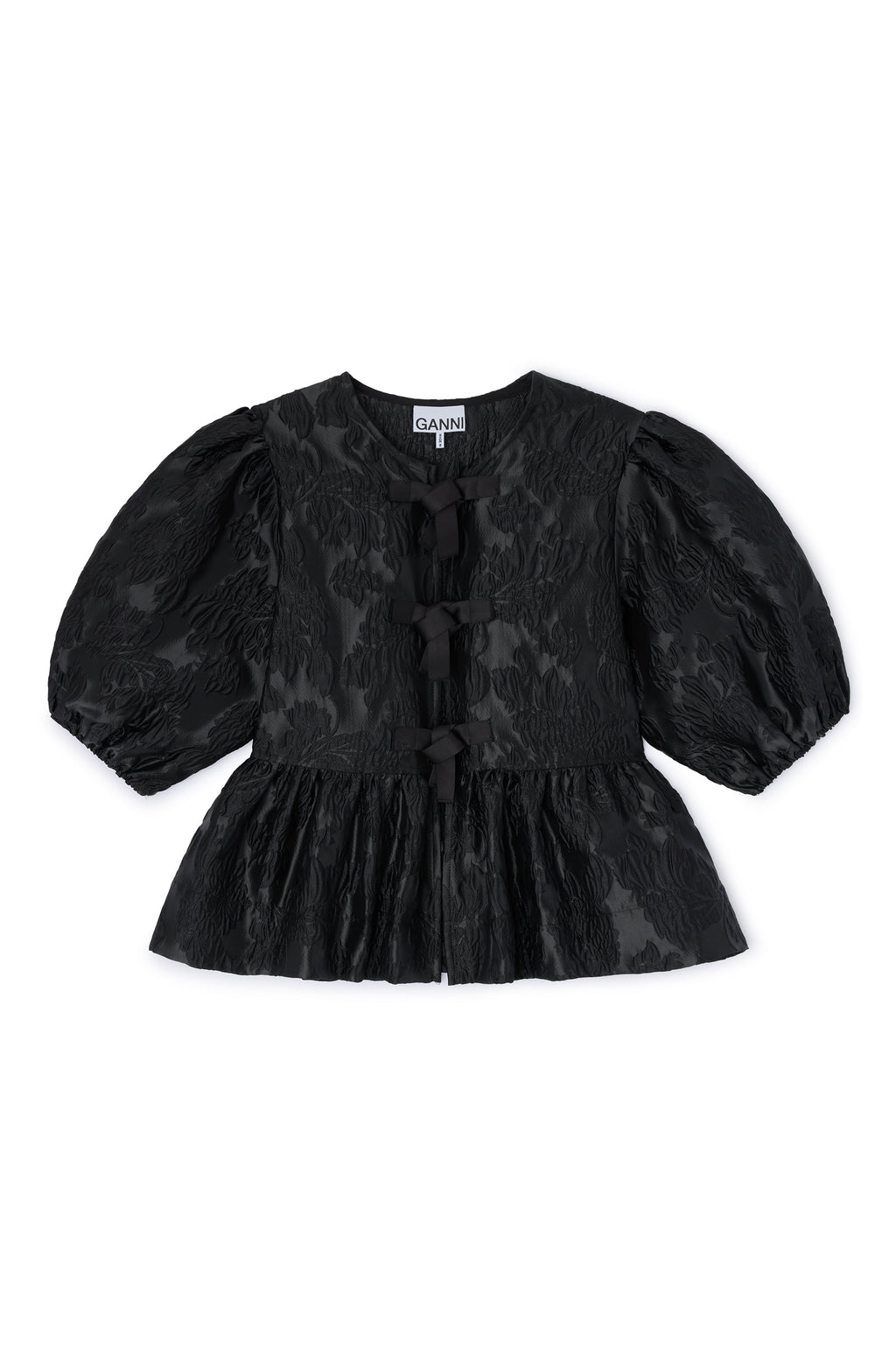 Ganni Satin Cloque Peplum Blouse