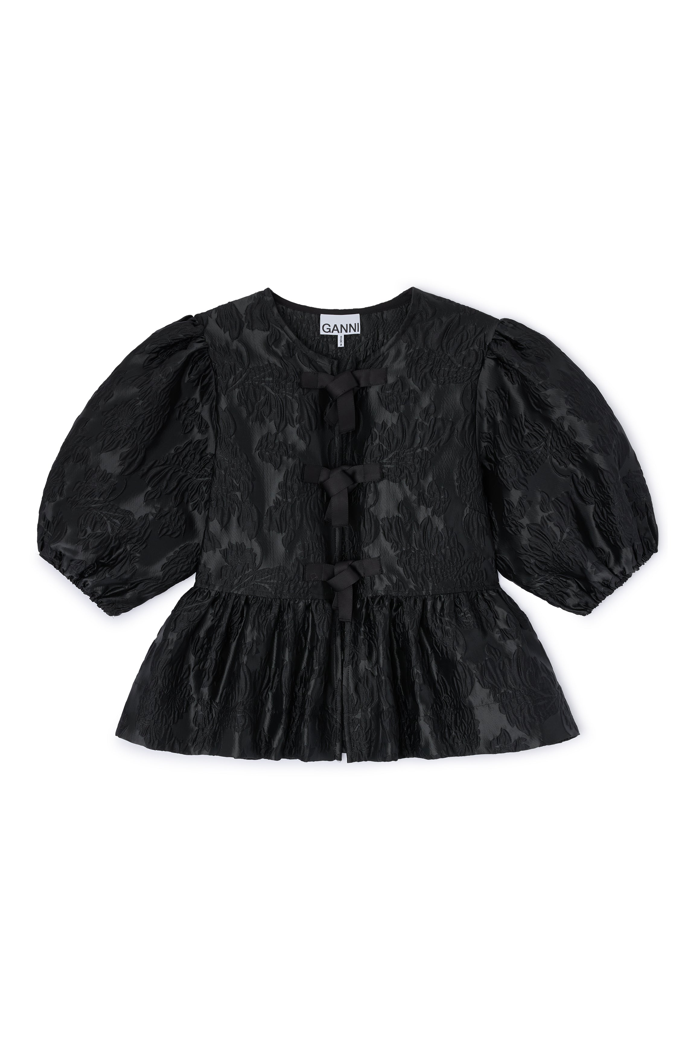 Ganni Satin Cloque Peplum Blouse