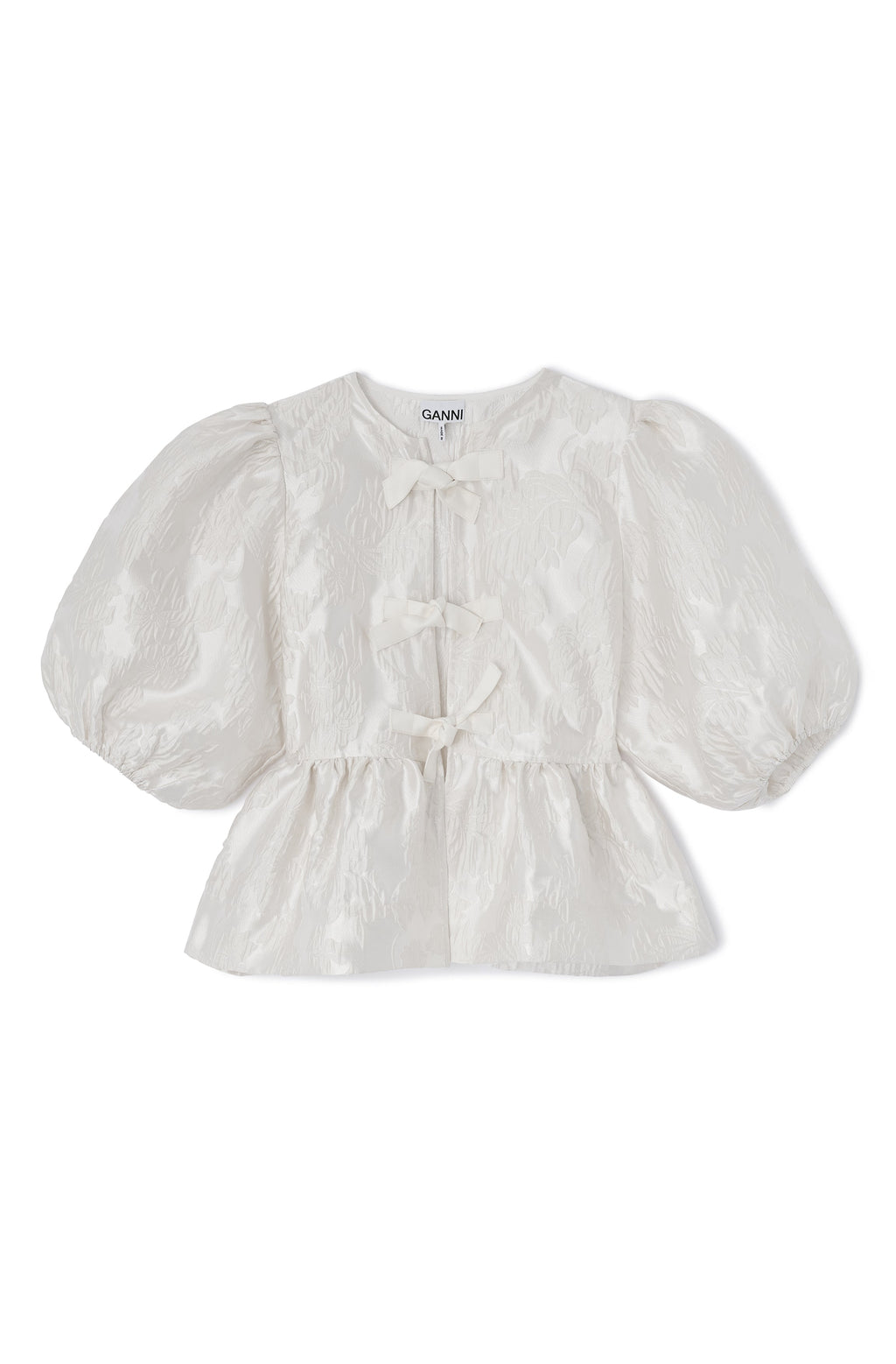 Ganni Satin Cloque Peplum Blouse