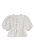 Ganni Satin Cloque Peplum Blouse