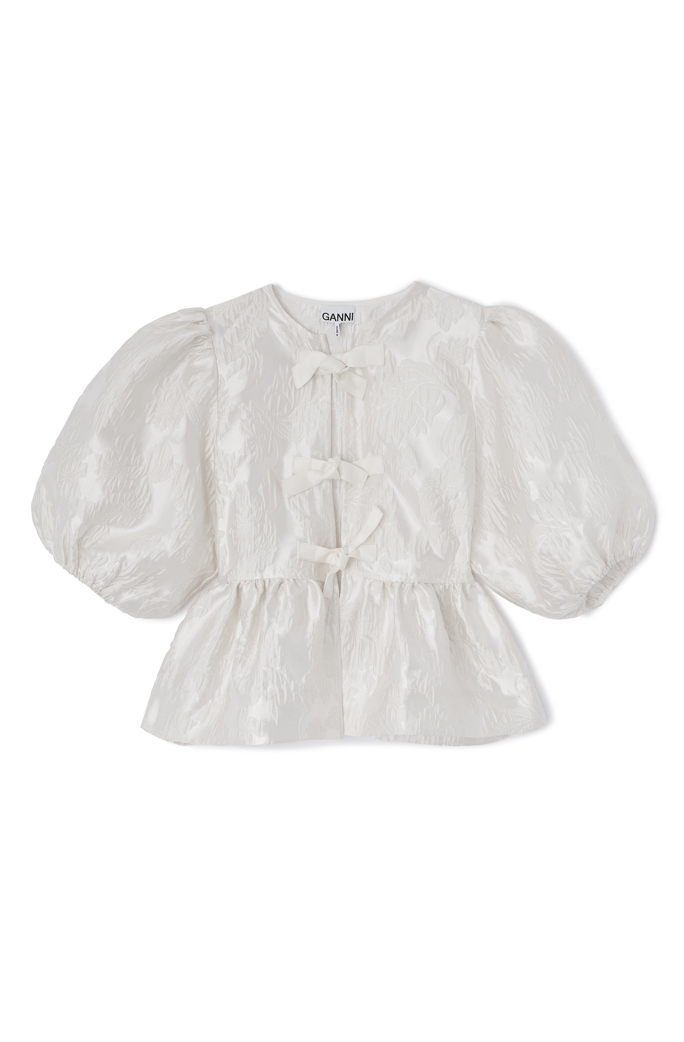 Ganni Satin Cloque Peplum Blouse