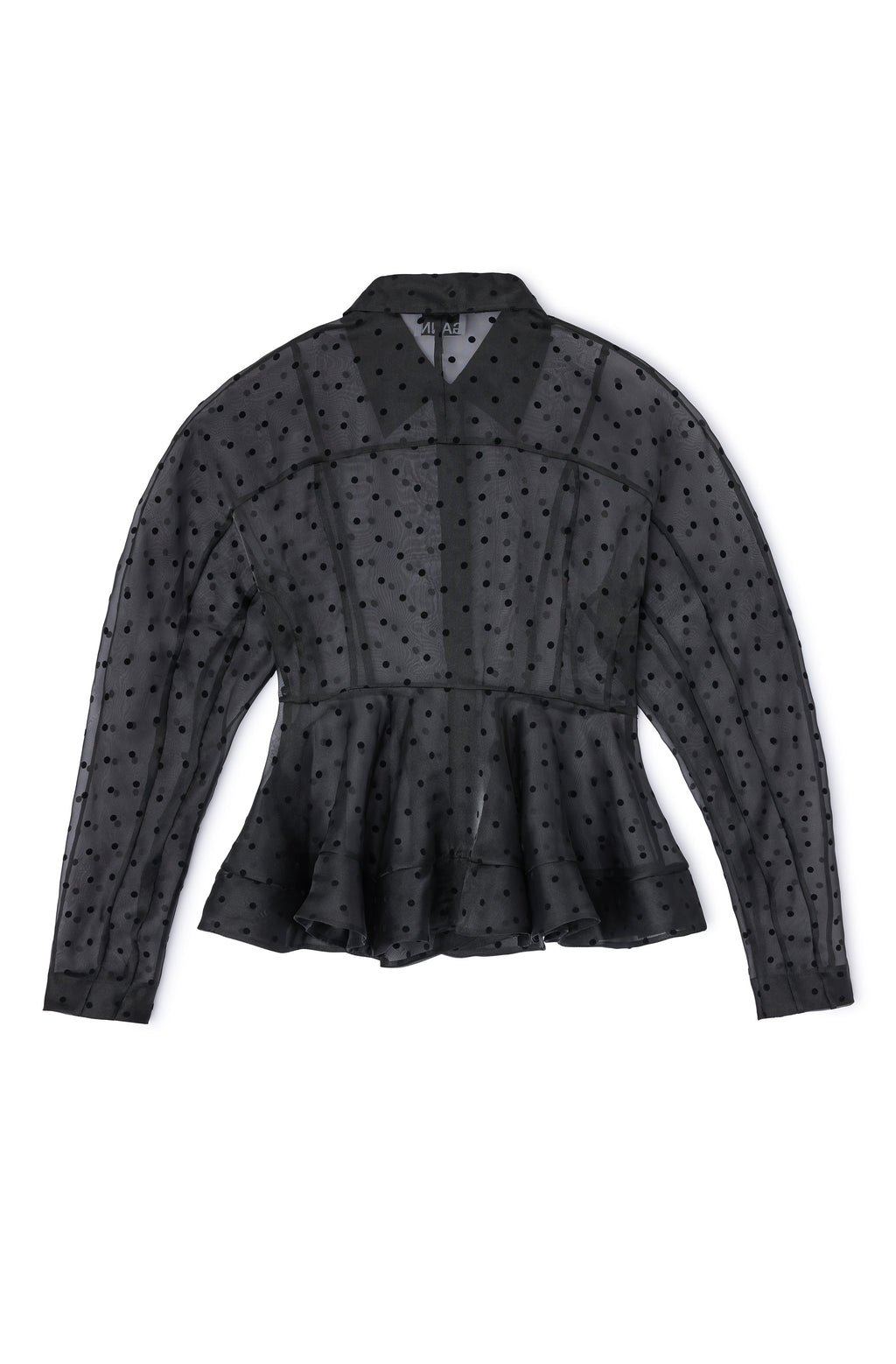 Ganni Flocked Organza Peplum Shirt