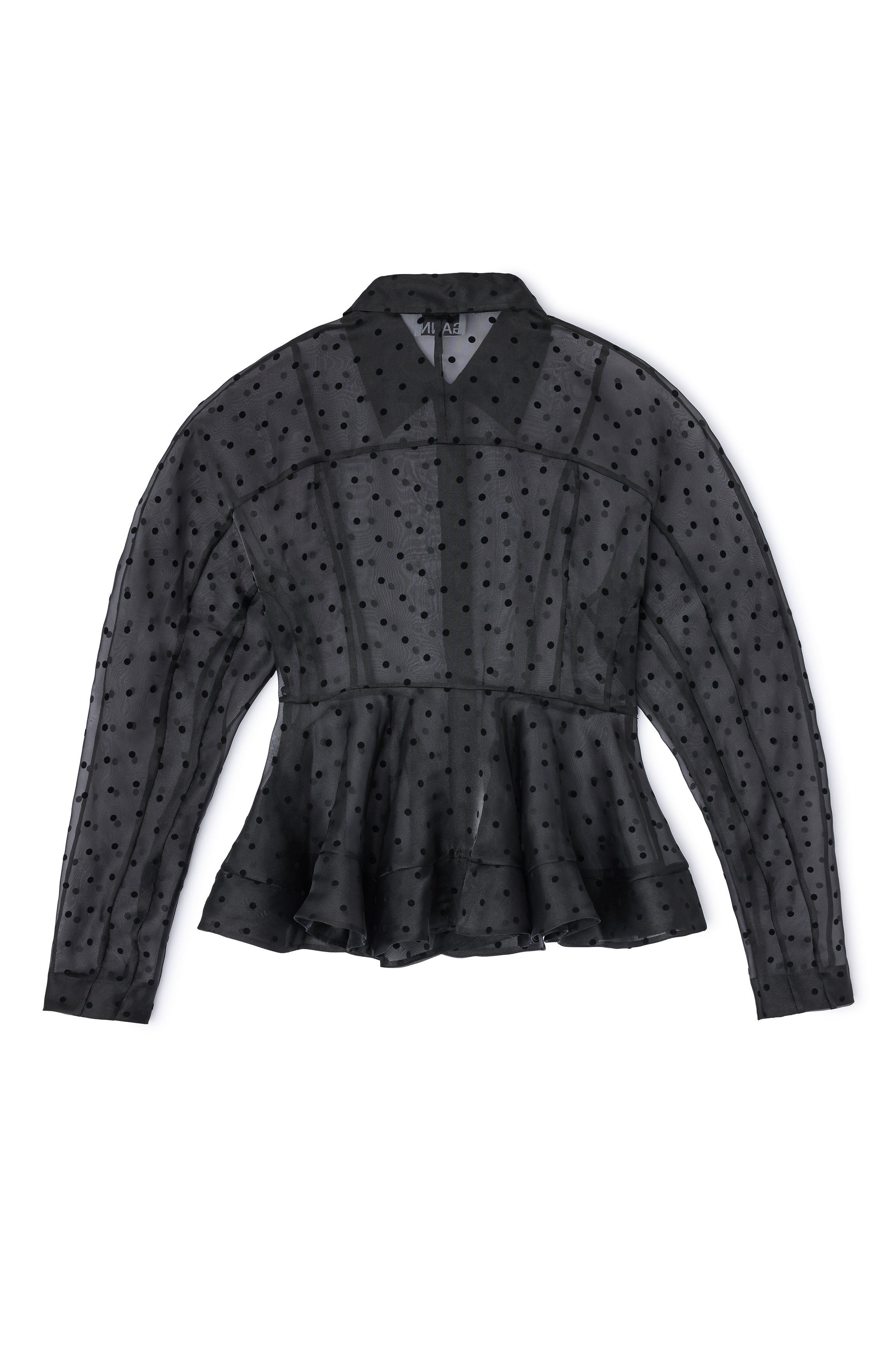 Ganni Flocked Organza Peplum Shirt
