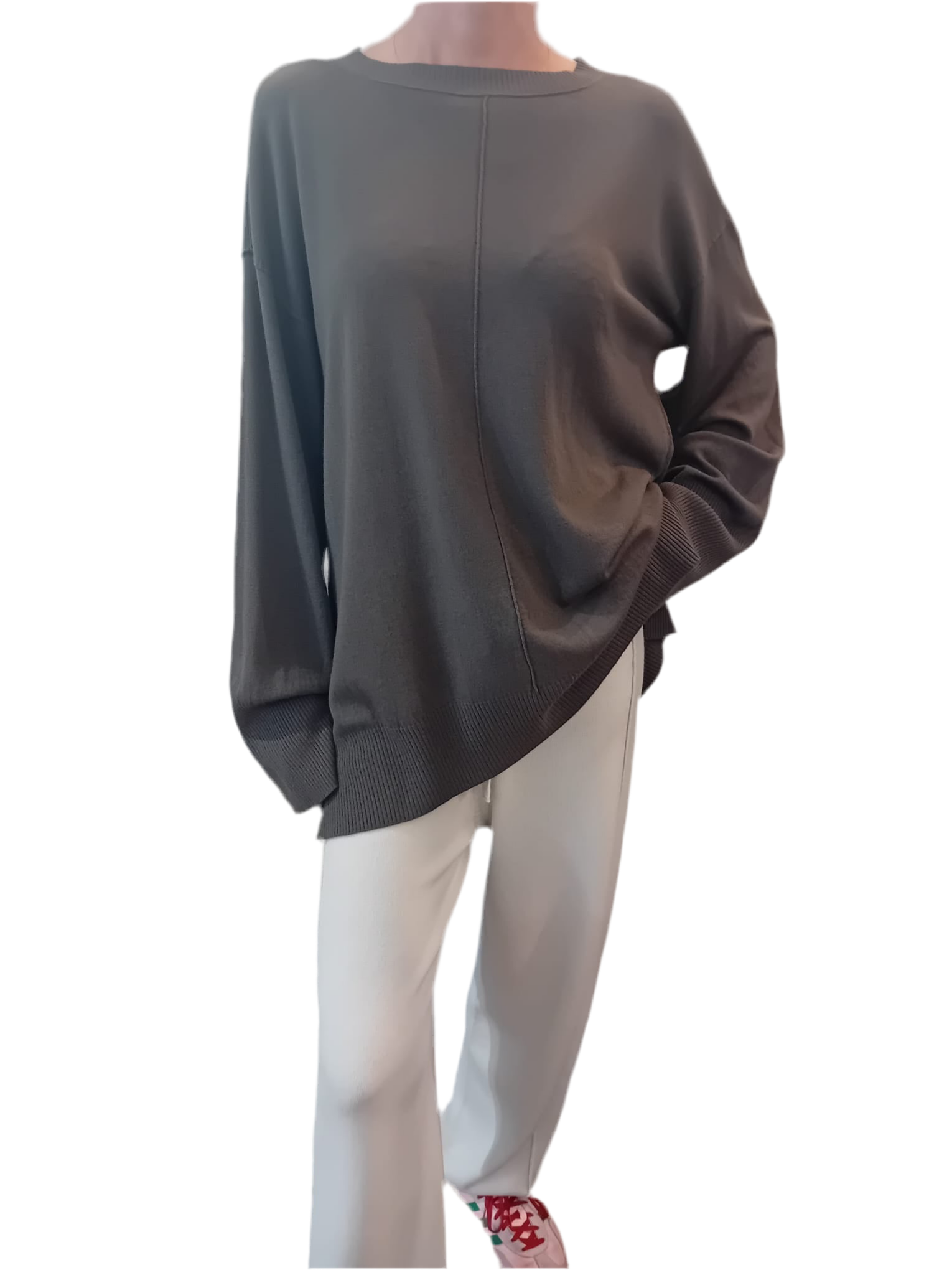 Transit Stretch Oversized Knit with Ribbed Inserts