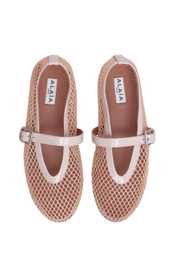 Ballerina Strap Fishnet Patent Calfskin
