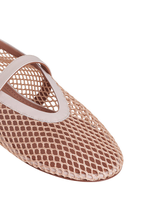 Ballerina Strap Fishnet Patent Calfskin