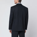 Single-breasted blue wool blend jacket