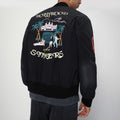 Black cotton and nylon bomber jacket
