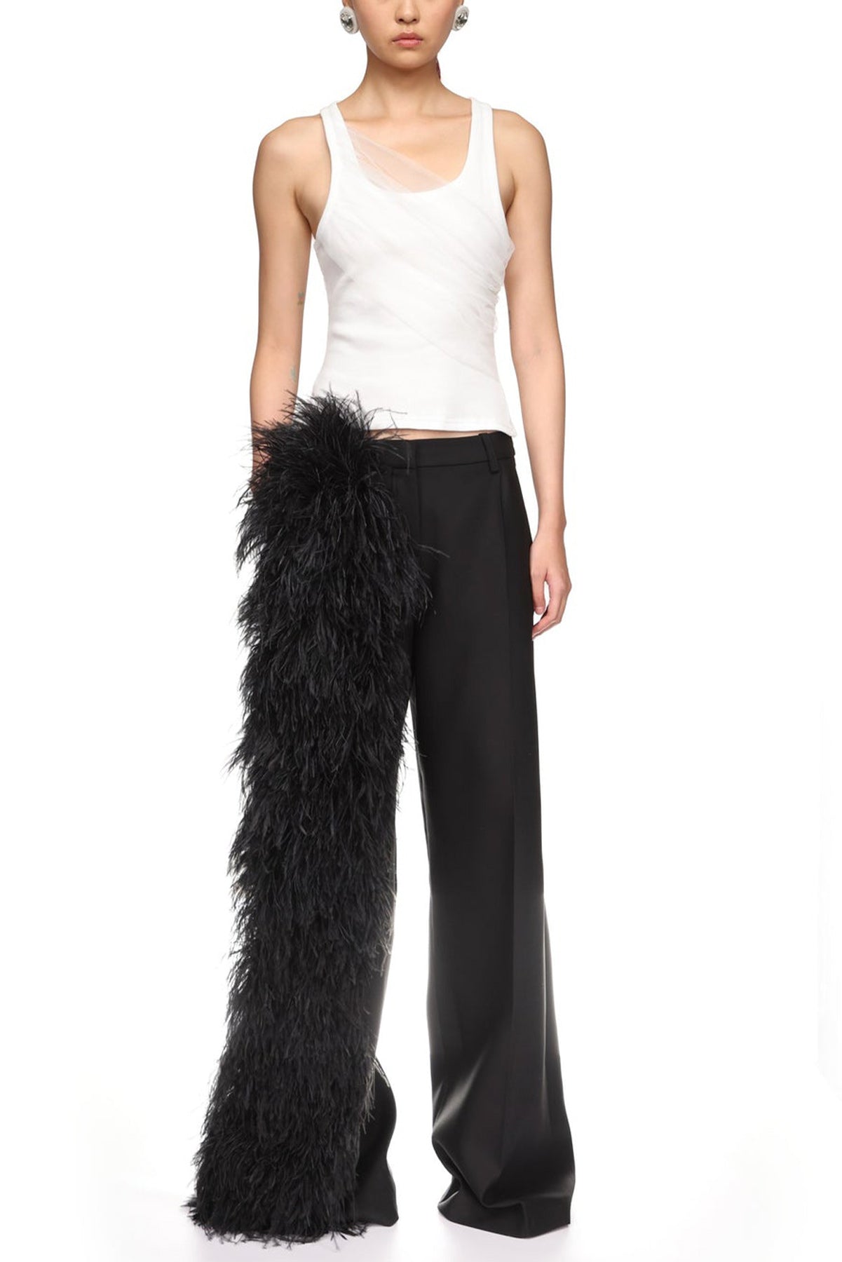 GATHERED TULLE TANK TOP