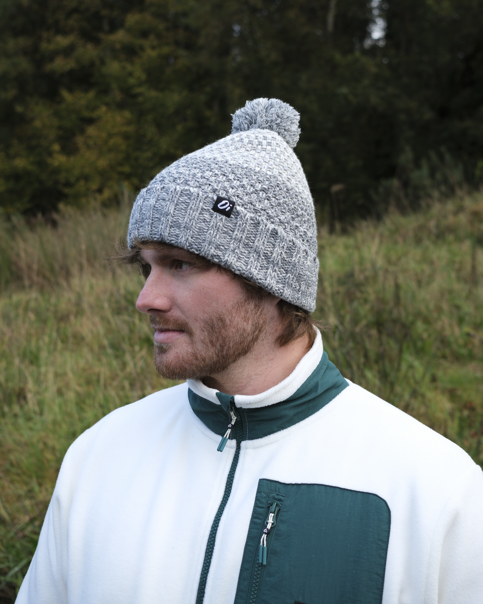 Outside In Faded Pom Pom Hat | Stone Gradient