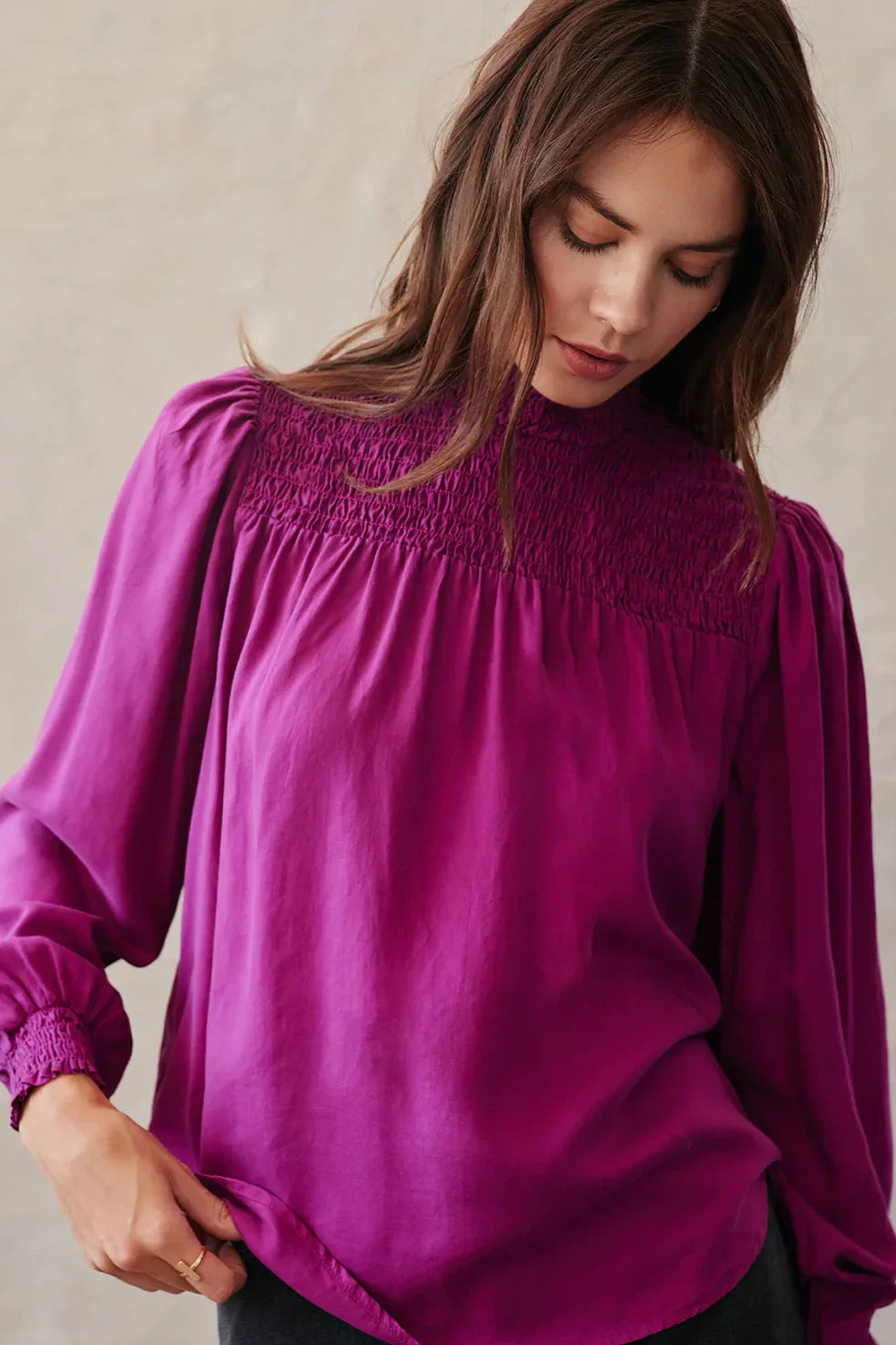 Bella Dahl Long Sleeve Smocked Blouse