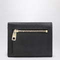 Black dauphine leather wallet with logo plaque