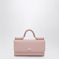 Pink mini bag in Dauphine leather with logo tag