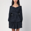 Black Blue Crossover Blouse