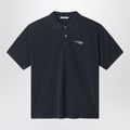 Black polo shirt with distressed finish