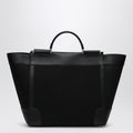 Black Fabric And Leather Tote Bag