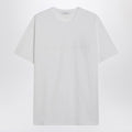 White cotton and silk T-shirt with jacquard logo
