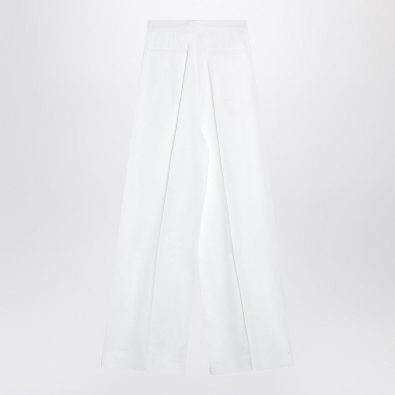 White Pleated Cotton Trousers