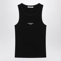 Black slim-cut tank top with logo