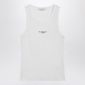 White slim-fit tank top with logo