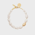 Vanessa Baroni Short Organic Pearl Necklace  with Gold Pearl