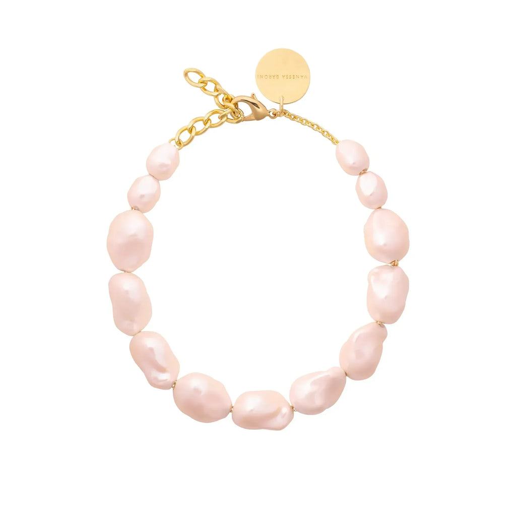 Vanessa Baroni Big Organic Pearl Necklace in Apricot