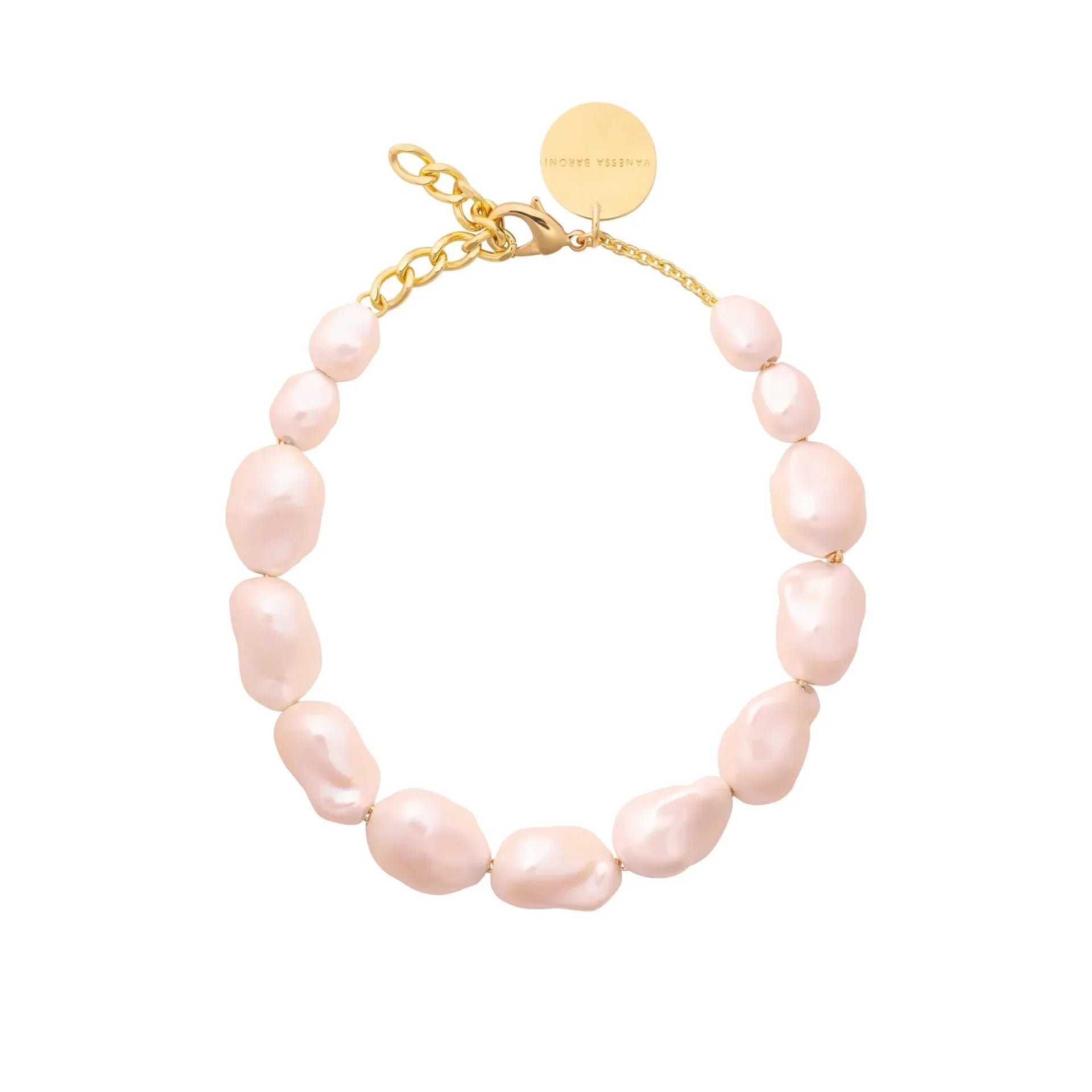 Vanessa Baroni Big Organic Pearl Necklace in Apricot