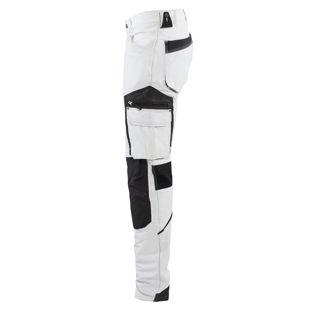 Blaklader 1089 4-Way Stretch Painters Work Trousers White/Dark Grey, 34" Waist Short Leg